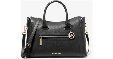 michael kors carine satchel pebble|Michael Kors carine black.